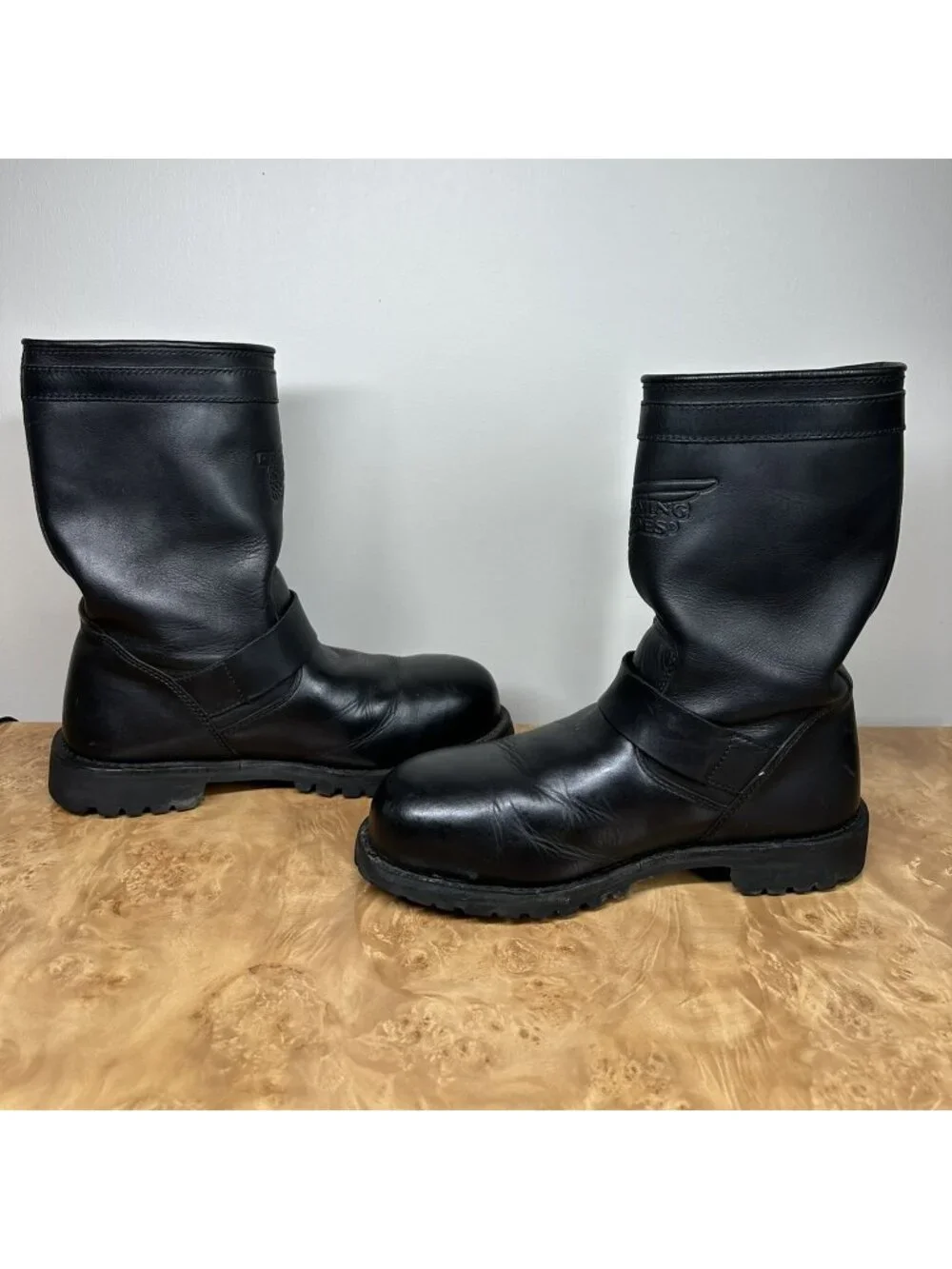 Red Wing 988 Engineer Boots Mens 11 D Black Leather Steel Toe Vibram Biker